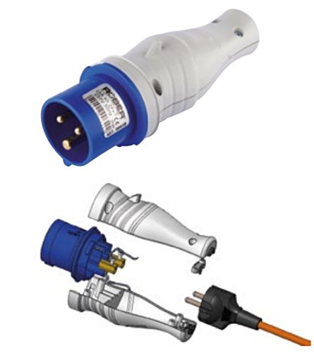 Adattatore spina industriale/schuko CEE blu 16A 250V