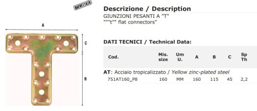 Giunzione a T in acciaio tropicalizzato Aldeghi 751AT mm 160x115