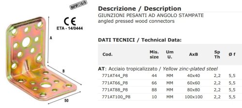 Giunzioni angolari acciaio tropicalizzato Aldeghi 771AT - mm 40x40