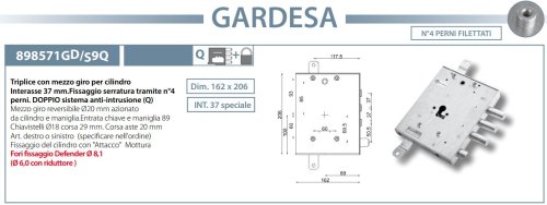 Serratura Mottura 898571G9Q Gardesa cilindro EU - mano DX