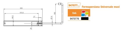 Fermapersiane Universale MAXI nero Torbel 9470776 L 180 mm