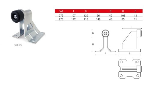 Battente fine corsa per ante cancello a fissare ADEM 273