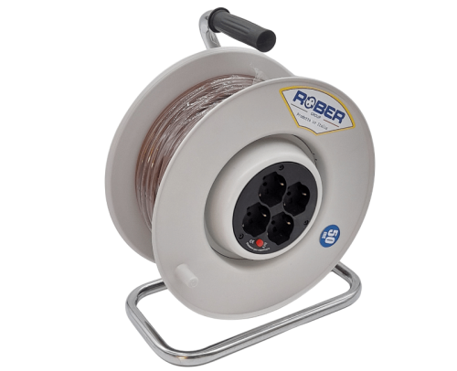 Avvolgicavo elettrico 50mt. cavo 3x1,5 FROR antifiamma 4 prese