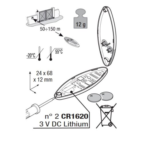 Radiocomando 2 tasti 433.92 Mhz CAME 001TAM432SA