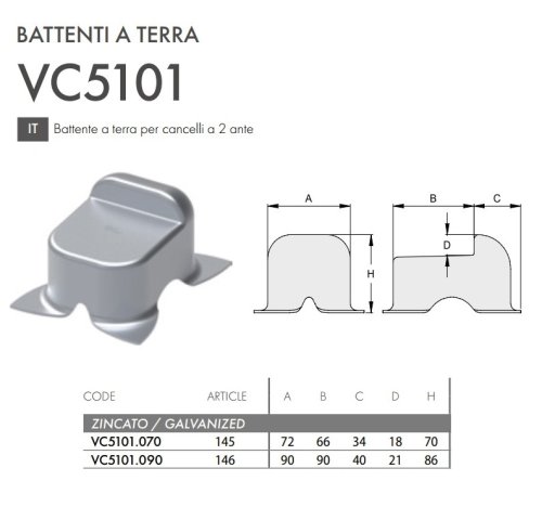 Battente per ante cancello FAC 145 - VC5101.070 mm 72 zincato