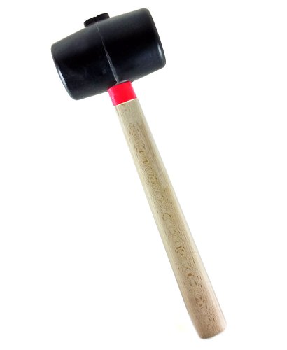 Mazza in gomma nera testa piana con manico legno - ø mm 50,0