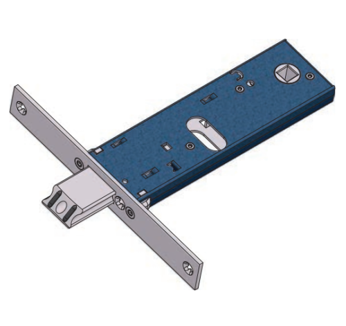 Serratura per fasce scrocco e mandate Omec 390 - frontale 16 mm