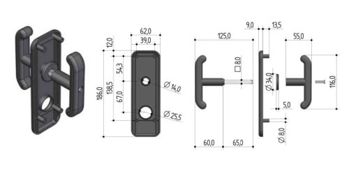 Maniglia per porte basculanti nera PREFER 0432.0800.0000