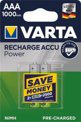 Batterie ricaricabili 1,2V VARTA AAA 1000mAh (2 pezzi)