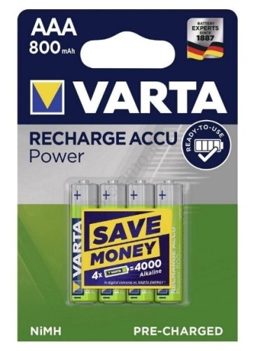 Batterie ricaricabili 1,2V VARTA AAA 800mAh (4 pezzi)