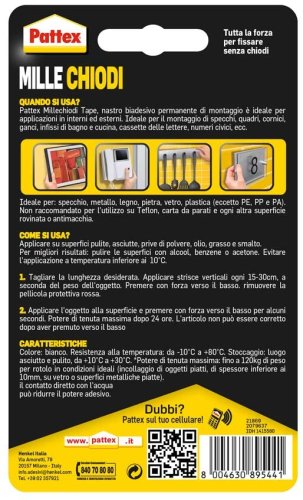 Nastro biadesivo Forte Pattex Mille chiodi 1,5m x 19 mm 