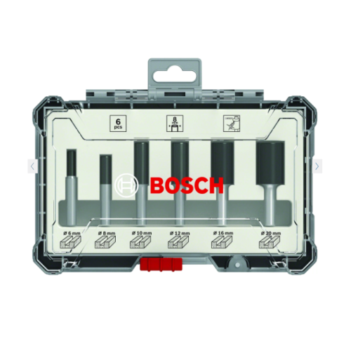 Set 6 frese diritte Bosch miste per legno codolo 8 mm