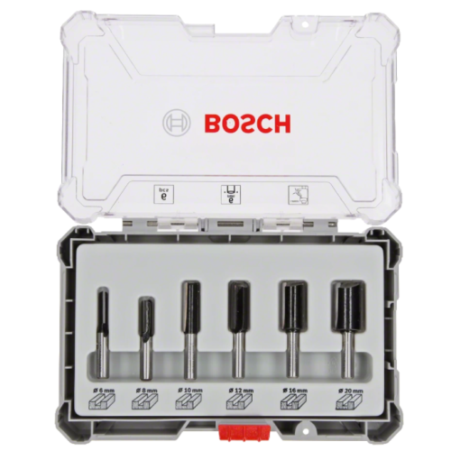 Set 6 frese diritte Bosch miste per legno codolo 8 mm