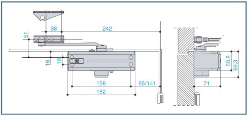 Chiudiporta MAB 564 Plus braccio standard + fermo - colore nero