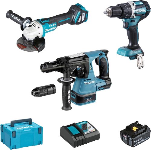 Kit elettroutensili a batteria 18V-5Ah BRUSHLESS MAKITA DLX3119TJ