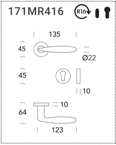 Maniglia Reguitti Alisè 171 rosetta tonda yale cromo satinata