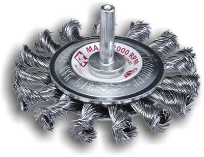 Spazzola circolare ø 70 mm in acciaio con gambo per trapano