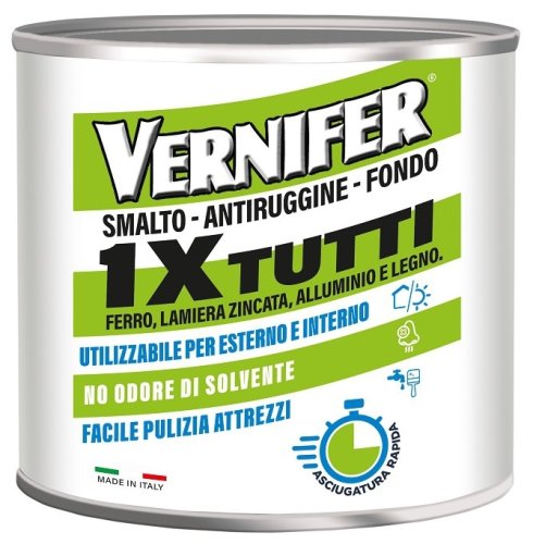 Vernifer 1xTUTTI vernice smalto acrilico satinato base all'acqua 500ml - - bianco